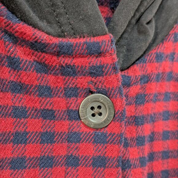 Eddie Bauer Women’s Hooded Flannel Shirt M Red Black Plaid Button Up Outdoor - Picture 5 of 12
